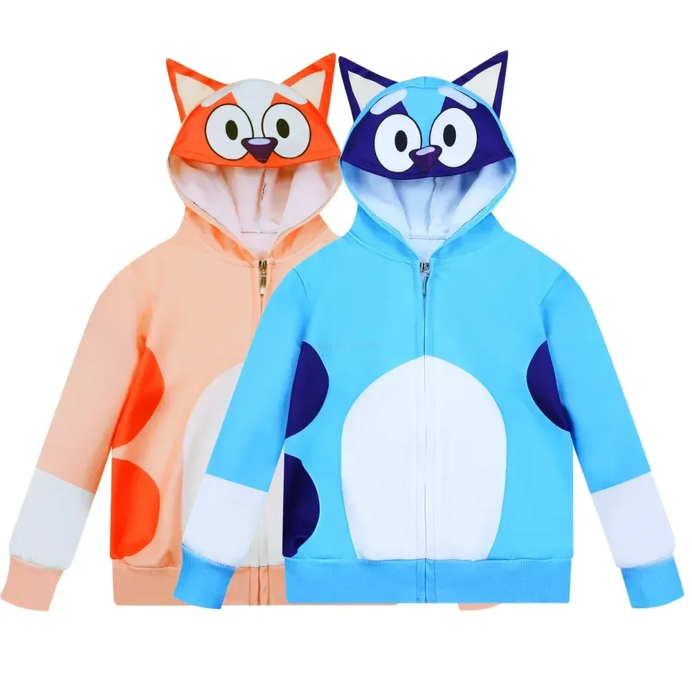 Moose Bluey And Bingo Cosplay Family Children'S Hoodie Zippered Cardigan Jacket  Cute Christmas Halloween Party Fit For Age 5-14