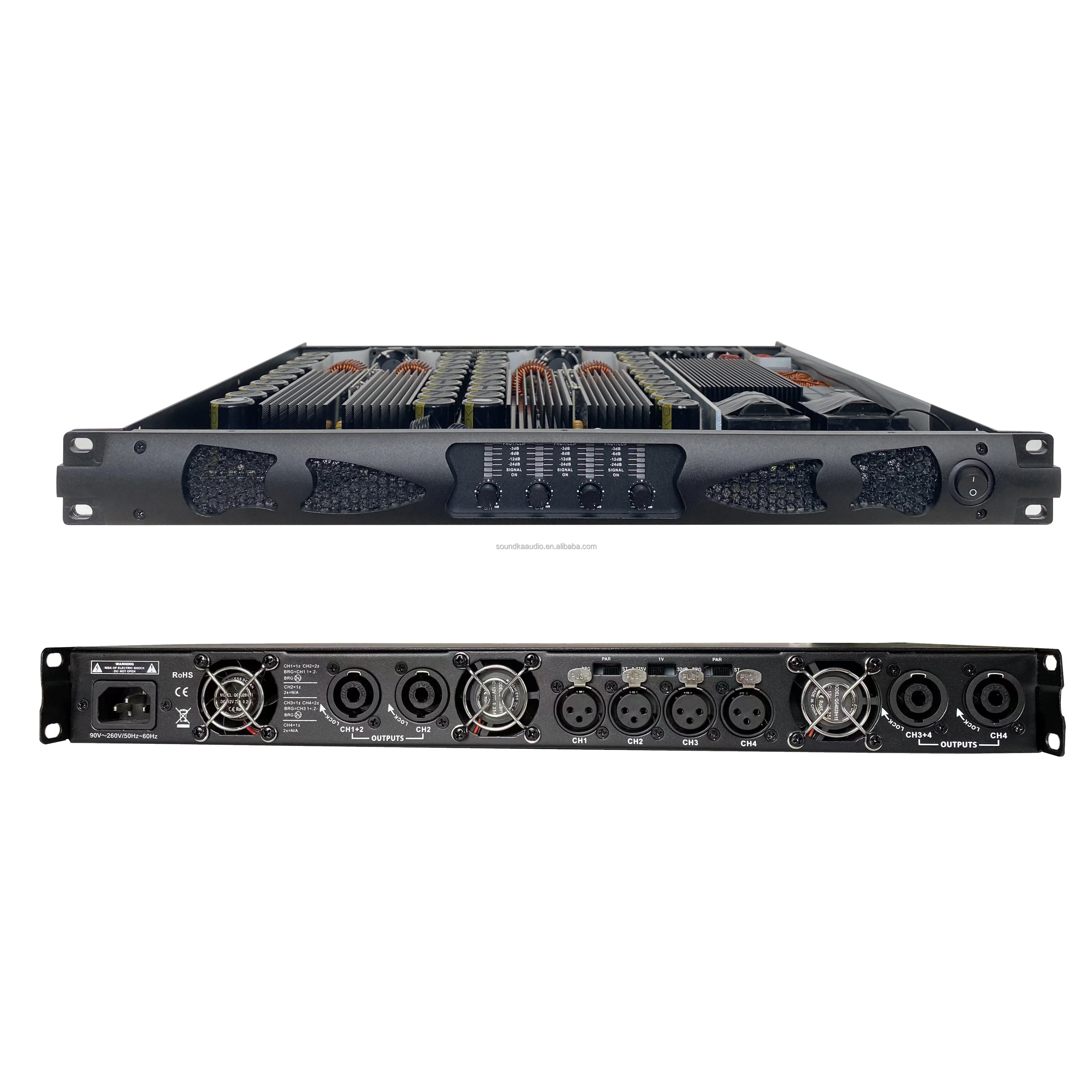 

2*500W 1U Digital Class D 2-Channel PA System Audio Amplifier Efficient Sound for Stage Sound Box 8Ω/4Ω Impedance Metal Shell