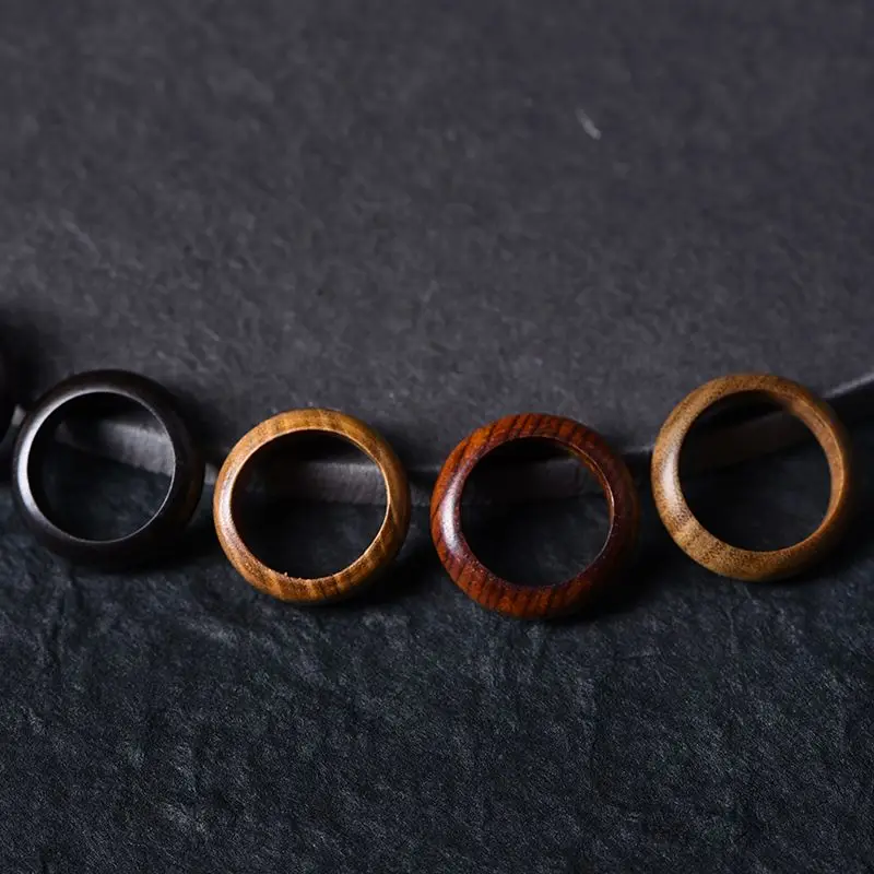 لتقوم بها بنفسك خواتم الخشب الطبيعي ريترو خشب الصندل الأبنوس باقان سحب الاصبع اليدوية خشب الأبنوس فنجر مصقول خاتم هدية للرجال النساء