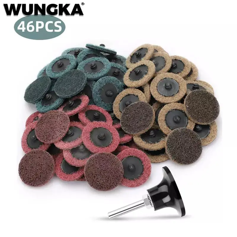 

46PCS Sanding Discs 2 Inch Roll Lock Quick Change 1/4'' Holder Surface Conditioning Fine Medium Coarse for Grinder