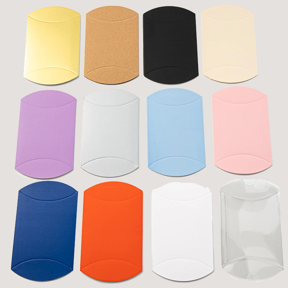 

10pcs 6x9cm Kraft Paper Pillow Candy Box Foldable Gift Box for Small Jewelry Storage Halloween Christmas Party Favors Packaging