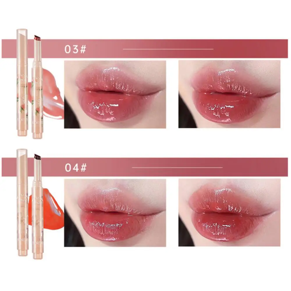 FLORTTE Chu Jelly Lipstick Floria First Kiss Love Series Pen Mirror Water Light Lip Glaze Hydrating Water Women Beauty Cosmetics