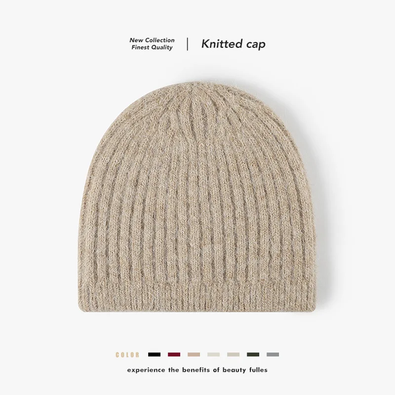 

Wool Autumn Winter women's high-end Solid Color Knit Outdoor Warm Fashion Light Plate Stacking Casual Cold Hat 4m860