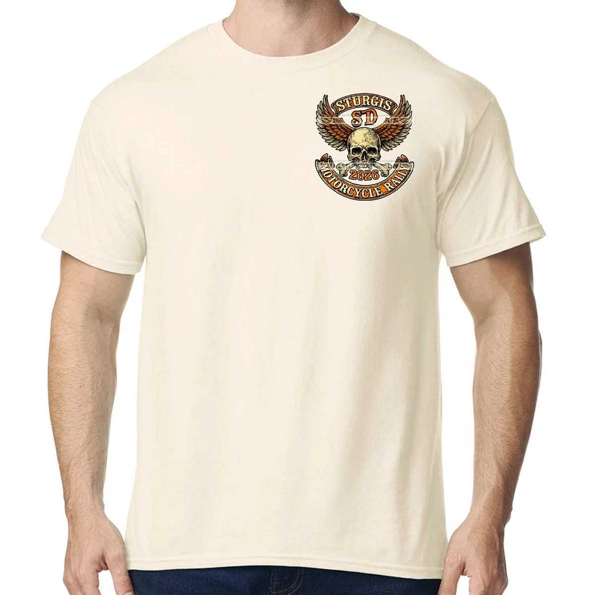 T-Shirt 2026 Sturgis Motorrad-Rallye Totenkopf-Banner Grafikdruck Hochwertiger Luxus Unisex-Stil für Männer und Frauen – Detail 6