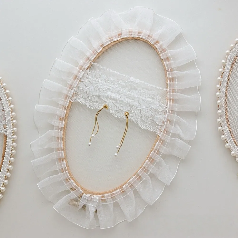 

Wooden Frame Embroidery Lace Earrings Stand Flower Pearl Ear Studs Holder Plaster Base Macrame Jewelry Display Rack