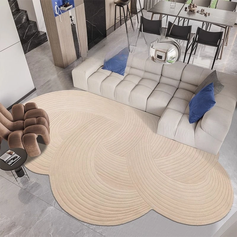 

Cream Style Rugs for Bedroom Irregular Shape Living Room Decoration Carpet Thick Plush Study Floor Mat Fluffy Soft Cloakroom Rug
