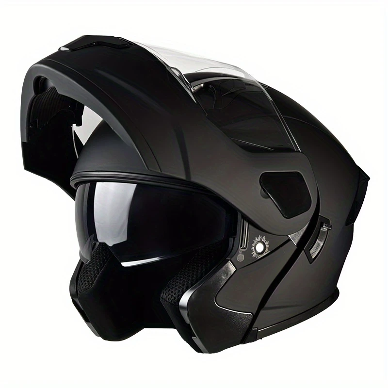 Sleek Men'S Modular Flip-Up Motorcycle Helmet with ABS Construction - No Accessories Included