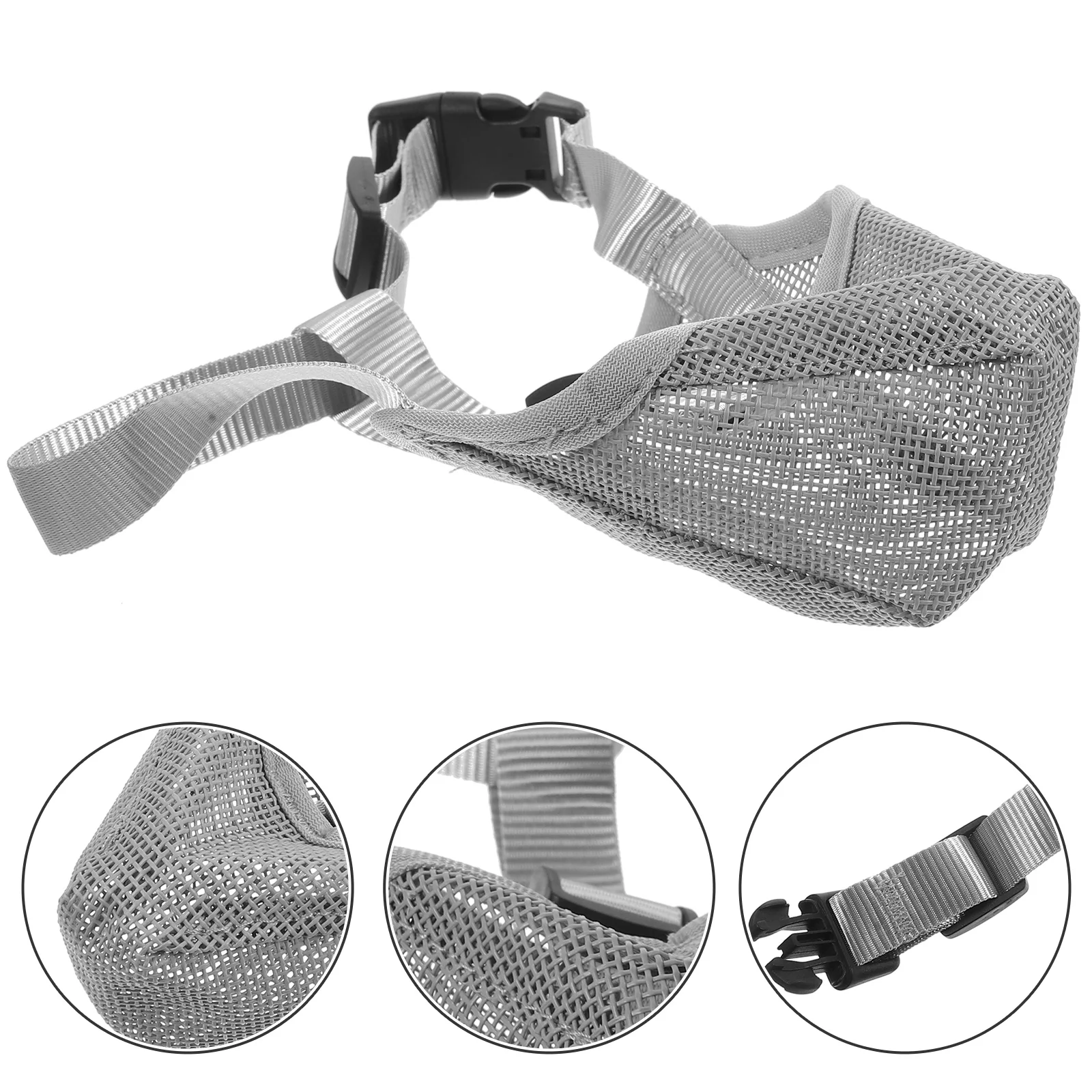 

Dog Muzzle Grey Breathable Mesh Soft Adjustable Anti Barking for Large Dogs Portable Portable Dog Mouth Cover Pet Supplies