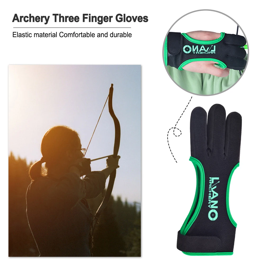 Bow Adjustable 3-Finger Guard Gloves for Recurve/Compound Bow Hunting Accessories Shooting Training Equipment S-XL