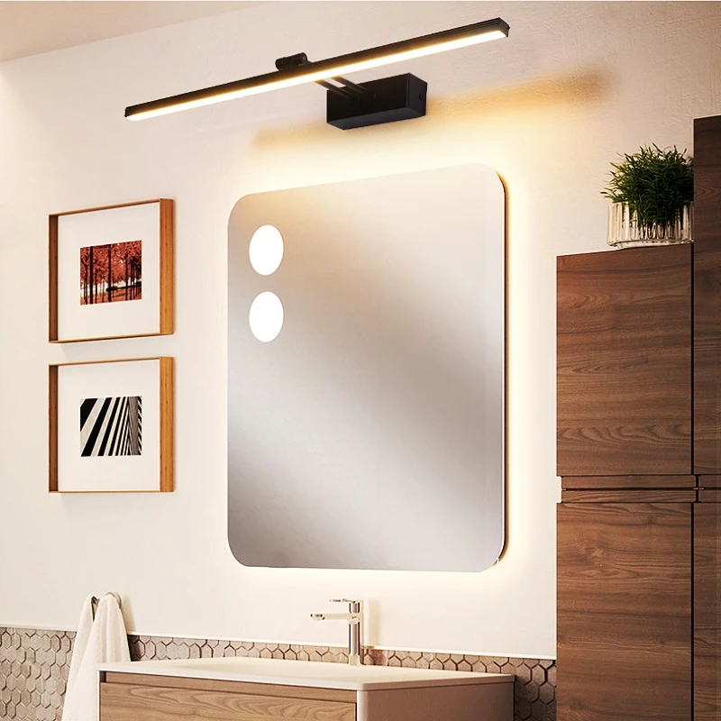 Nordic Modern Led Simple Modern Waterproof Anti-Fog  Mirror Headlight Dressing Table Bathroom Mirror Cabinet Mirror Sconce Lamp