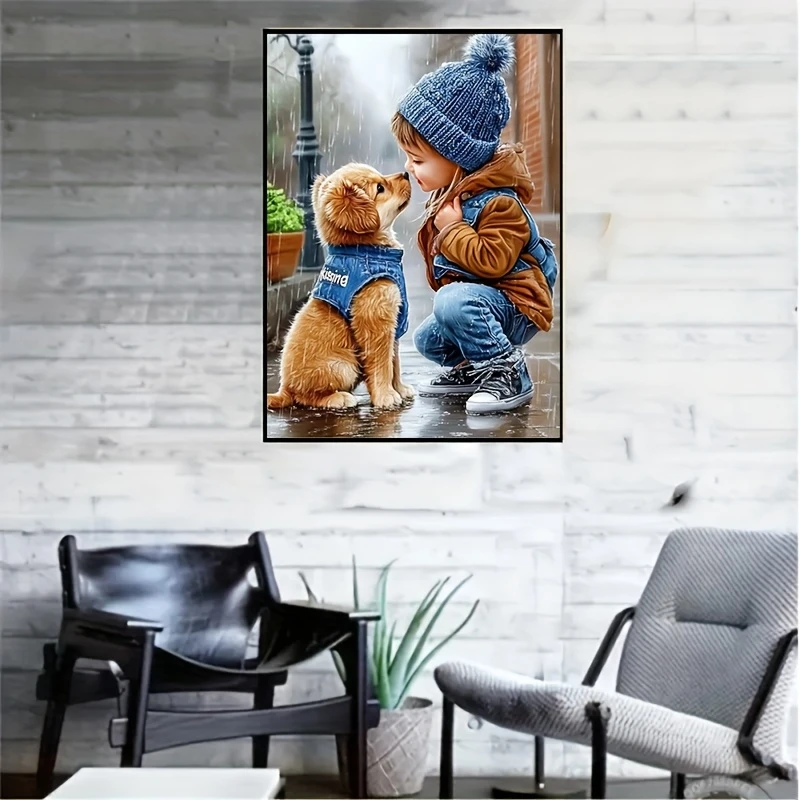 

Children and Dog 500/1000/1200/2000 PCS Jigsaw Puzzles Family Activity Relaxing Games for Living Room Home Decor Frameless