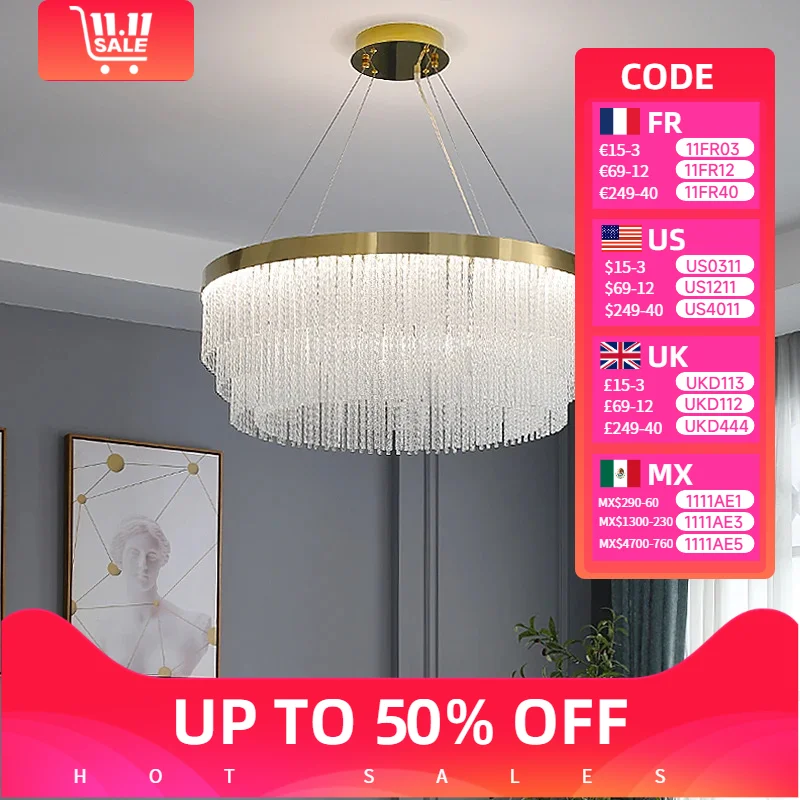 

Modern Gold Luster Crystal Chandelier Home Decoration Lighting for Living Room Dining Room Bedroom Round/Oval Ceiling Chandelier