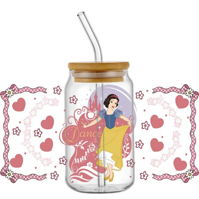 Hot Sale Cartoon character design princess and Snow White UV DTF Cup Wrap Transfer Waterproof Stickers for Cups