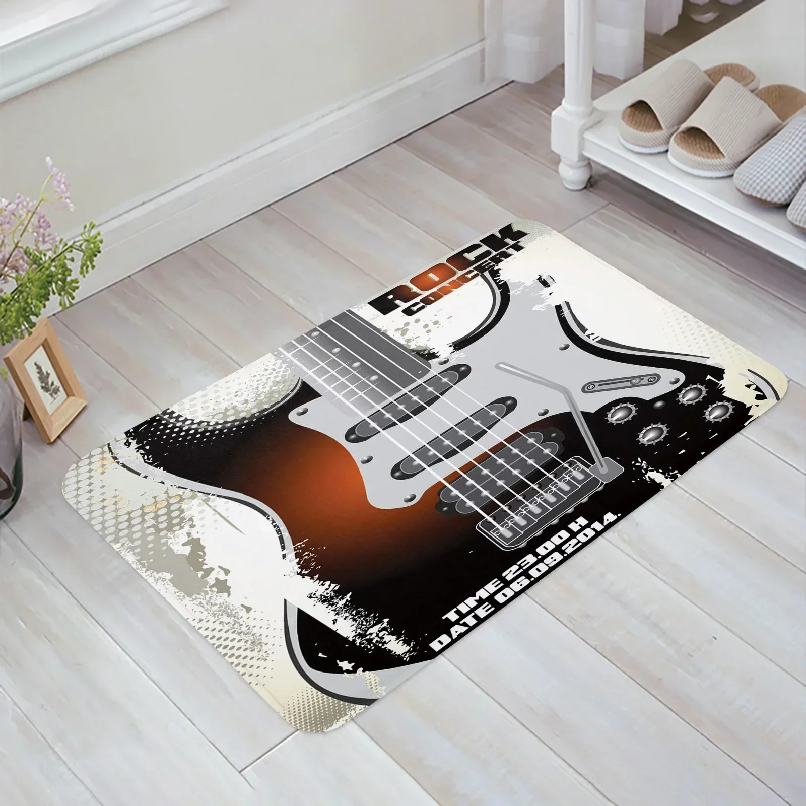 Shelf Drum Rock Music White Floor Mat Entrance Door Mat Living Room Kitchen Rug Non-Slip Carpet Bathroom Doormat Home Decor