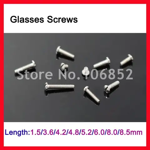 200개 크기 2.5x1.4x1.5-8.5mm 안경 안경 힌지 나사 슬롯형 헤드