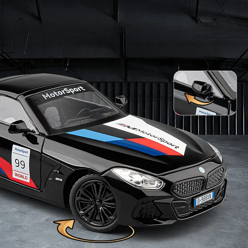 1:22 Z4 높은 시뮬레이션 합금 자동차 모델 소리와 빛 풀백 어린이 장난감 수집품 생일 선물