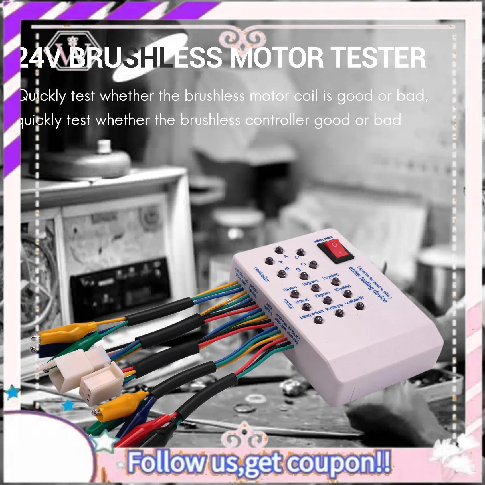 

Portable 24V/36V/48V/60V/72V Electro Car E-Bike Scooter Brushless Motor Controller Tester