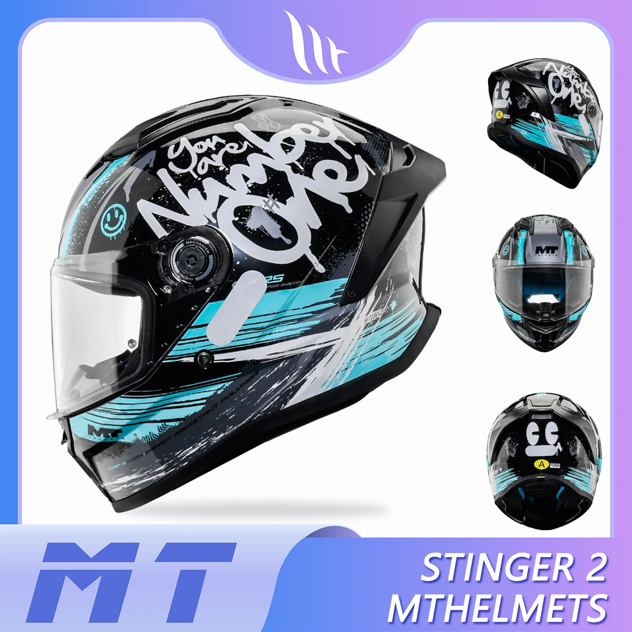 

MT Motorcycle Helmet New Stinger 2 Sturdy ABS Shell Moto Helmet Full Face All Seasons Unisex ROCKET B7 Gloss