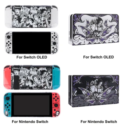 Imagen 1 del producto Funda protectora transparente inspirada en mangá compatible con Nintendo Switch / OLED - Carcasa rígida desmontable con estilo de anime, NANA