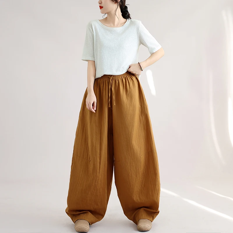 Casual Cotton Linen Pants Double-sided Arc Blade Pants plus Size  Color High Quality Thin Leisure All-match Spring Autumn
