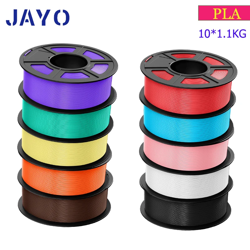 JAYO PLA Filament 1.75mm 3D Printing 10Rolls Neatly Wound Toughness 3D Printing Materials 3D Printer Filament for 3D Printer DIY