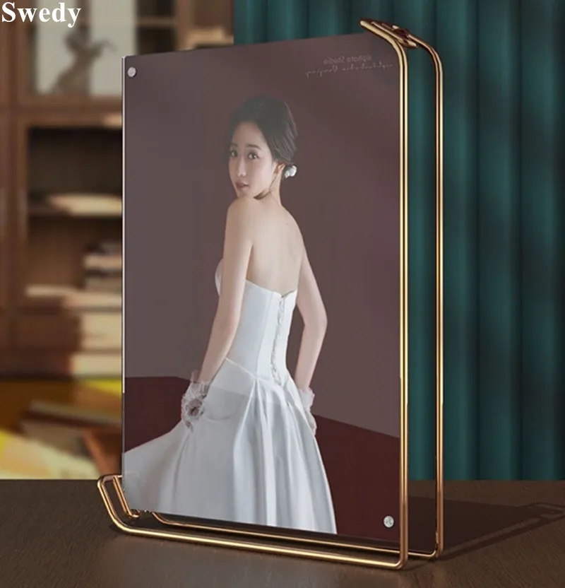 

6-дюймовая 105x150 мм настольная металлическая фоторамка для фестиваля дома, свадебный подарок, акриловый держатель для вывески, ценник, стенд