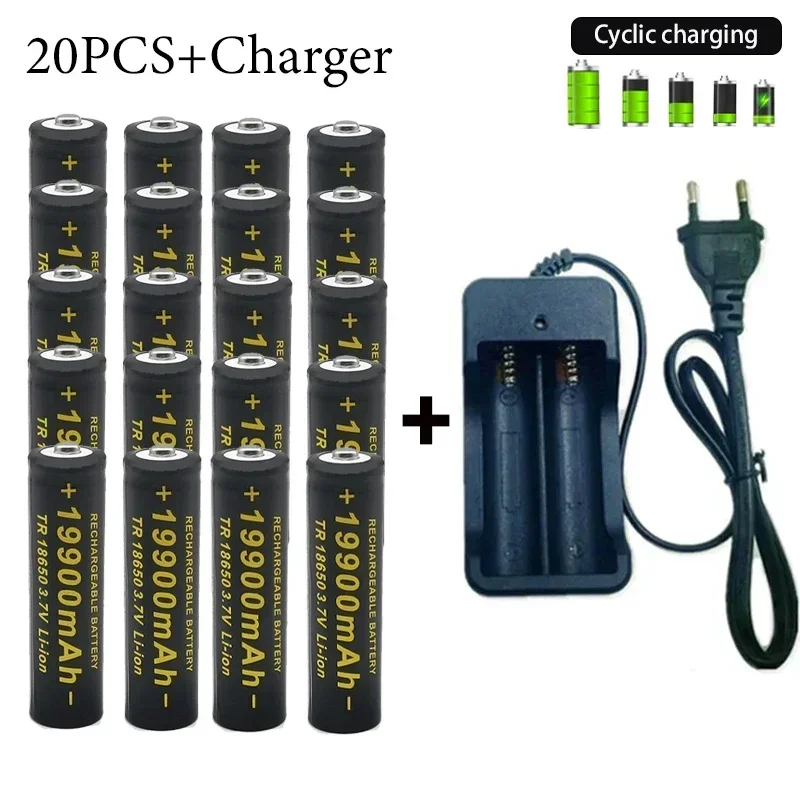 

18650 Rechargeable Battery NewBest-selling 3.7V19900mAh+Charger Capacity Li-ionBattery ForScrewdriver Remote Control