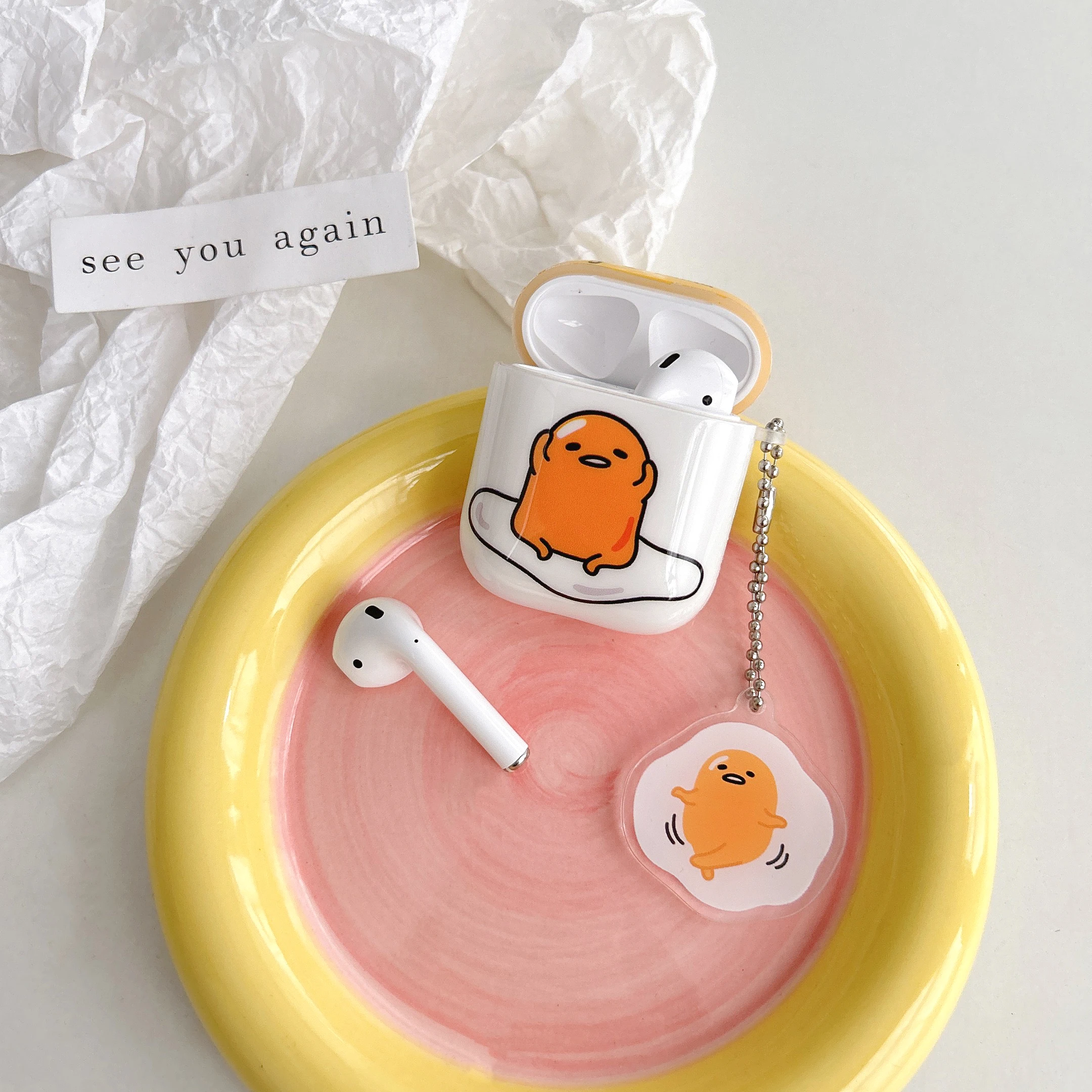 Sanrio Gudetama Soft IMD Earphone Case for AirPods 1 2 Pro 3rd Cute Egg Bluetooth-compatible Earphone Set Cover With 3D Pendant