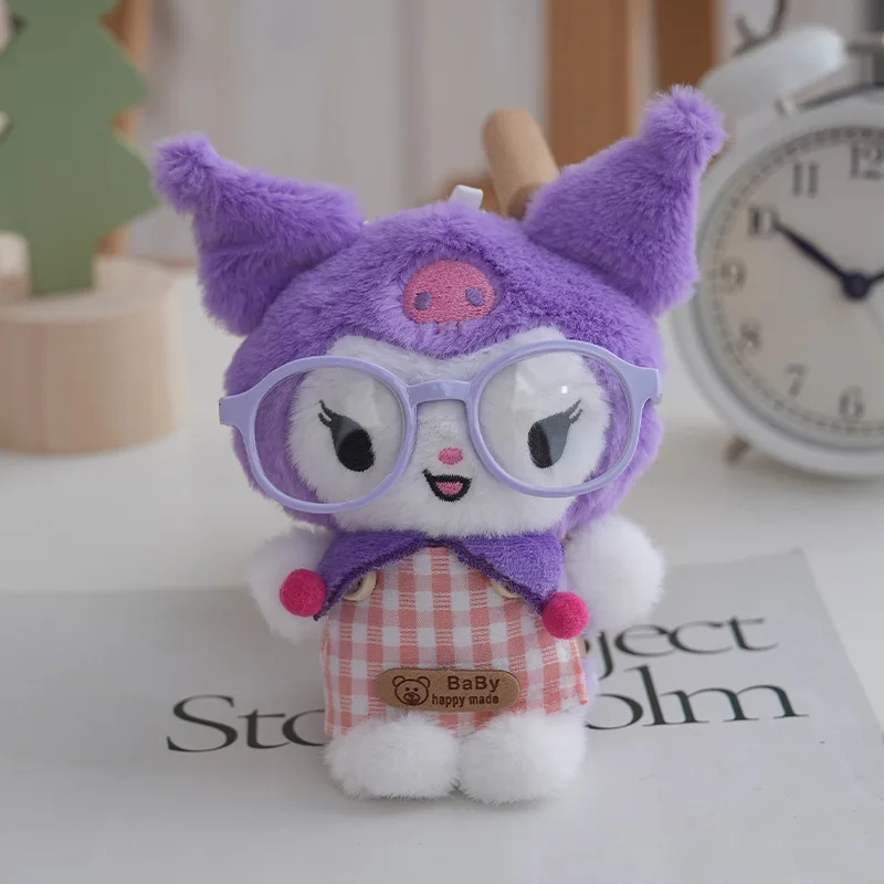 Gafas Sanrio bonitas de 12CM, adornos Kuromi, juguete de peluche, muñeca My Melody, bolsa para gato, llavero, muñeco, Peluches, regalo elegante