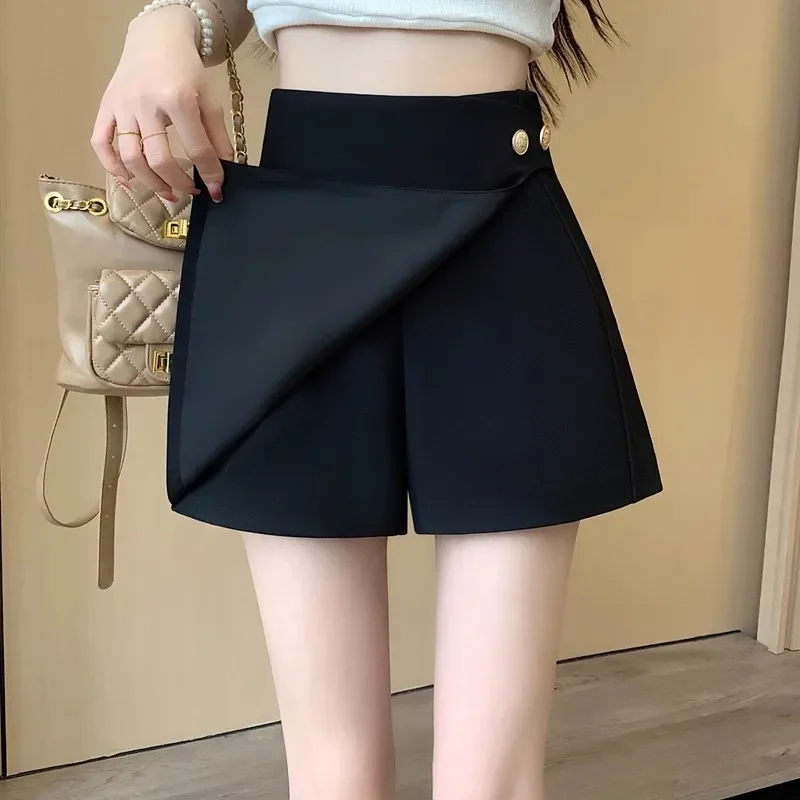 MEXZT 여성용 하라주쿠 카고 반바지, 오버사이즈 블랙 순면, 헐렁한 반바지, 화이트 와이드 레그 스포츠 반바지, 여름 스트리트웨어 