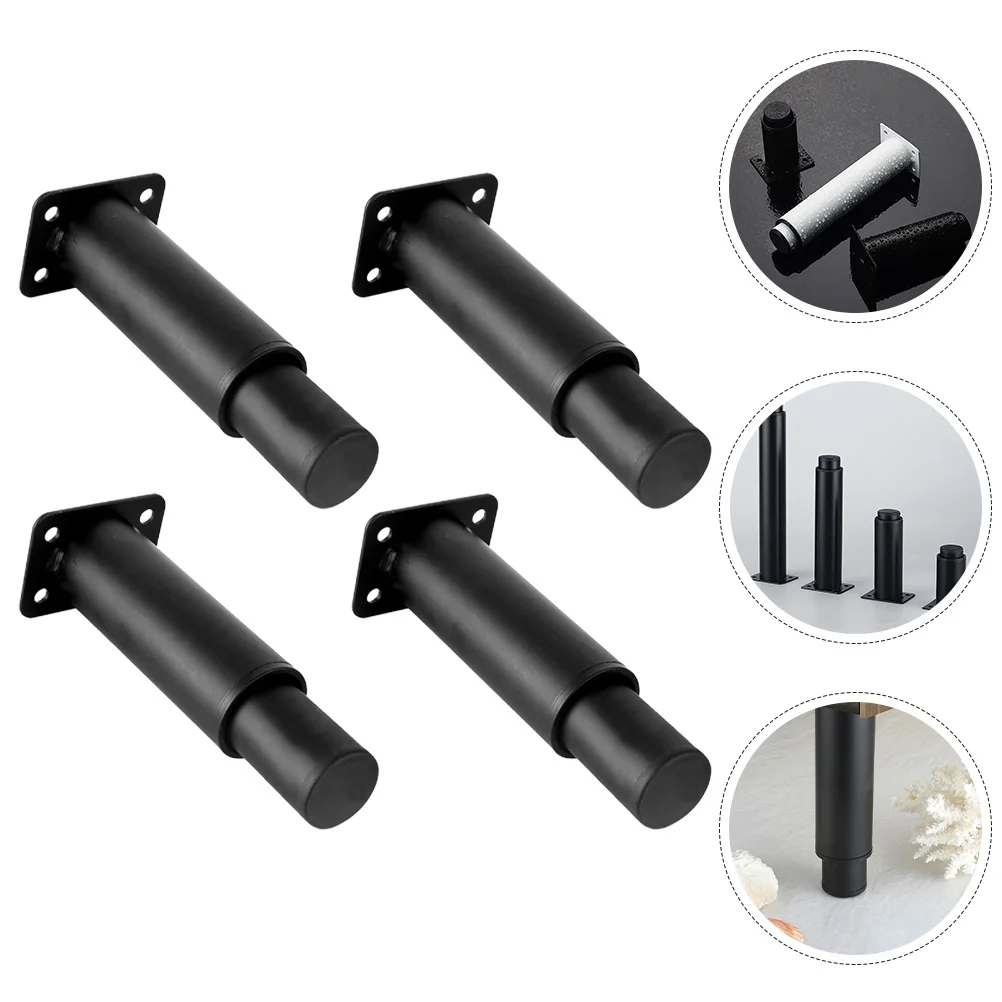 

4pcs Metal Furniture Legs Adjustable Heavy Duty Steel Support For Sofa Couch Table Cabinet Modern Style Black Feet