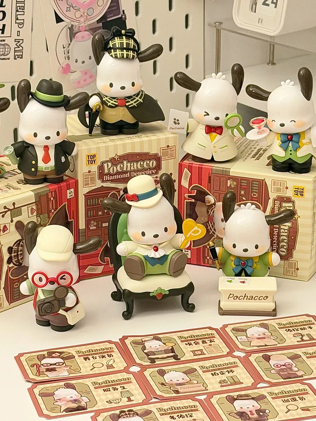 

TOP TOY Pochacco Diamond Detective Series Blind Box Cute Collectible Figure Desktop Ornament Trendy Toy Surprise Gift For Girls