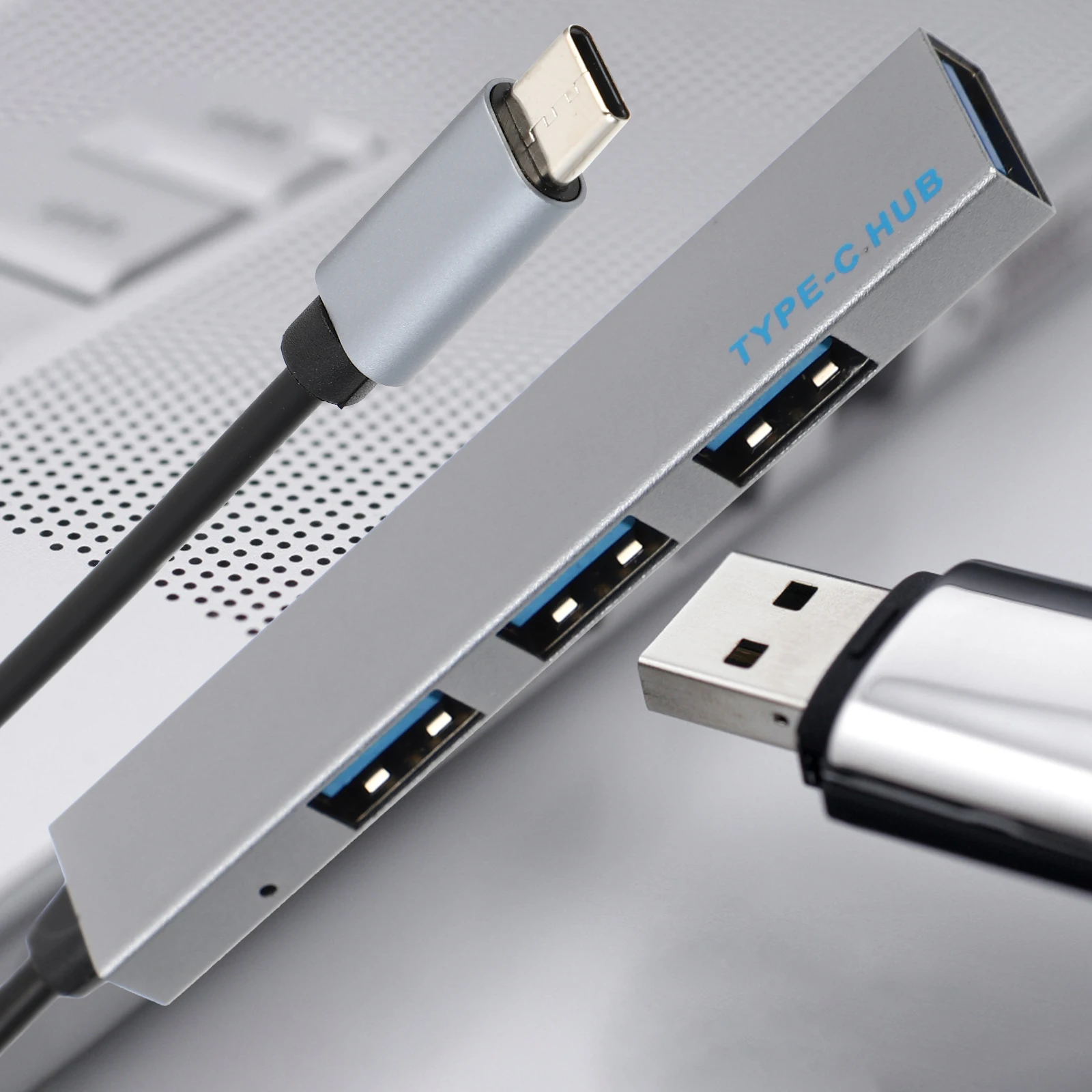 

Aluminum Alloy Type C Docking Station 4 Port USB Hub Laptop Computer Data Hub Portable Multifunction able USB2 0 Lightweight