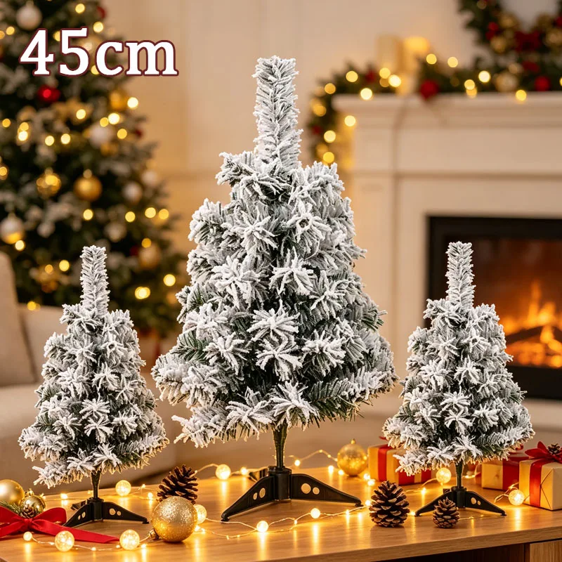 1-2PCS 45cm Christmas Tree Artificial Snow Covered Pine Tree Snowy Holiday Decoration for Mall Window Home Party Decor