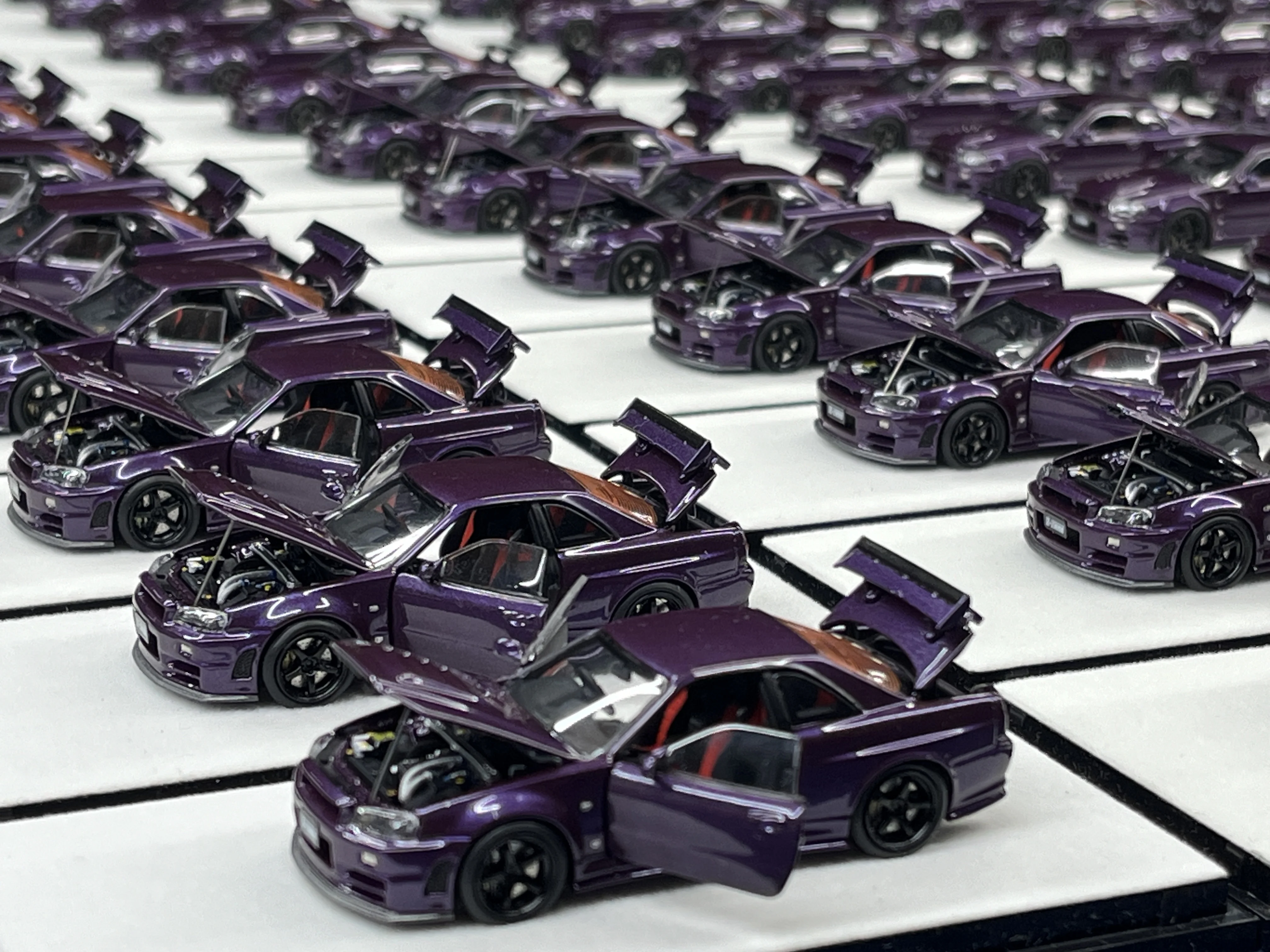 Newly Stocks PGM 1:64 R34 Z Tune Mid-Night Purple Diecast Fully Opened Scale Model Car In 2024