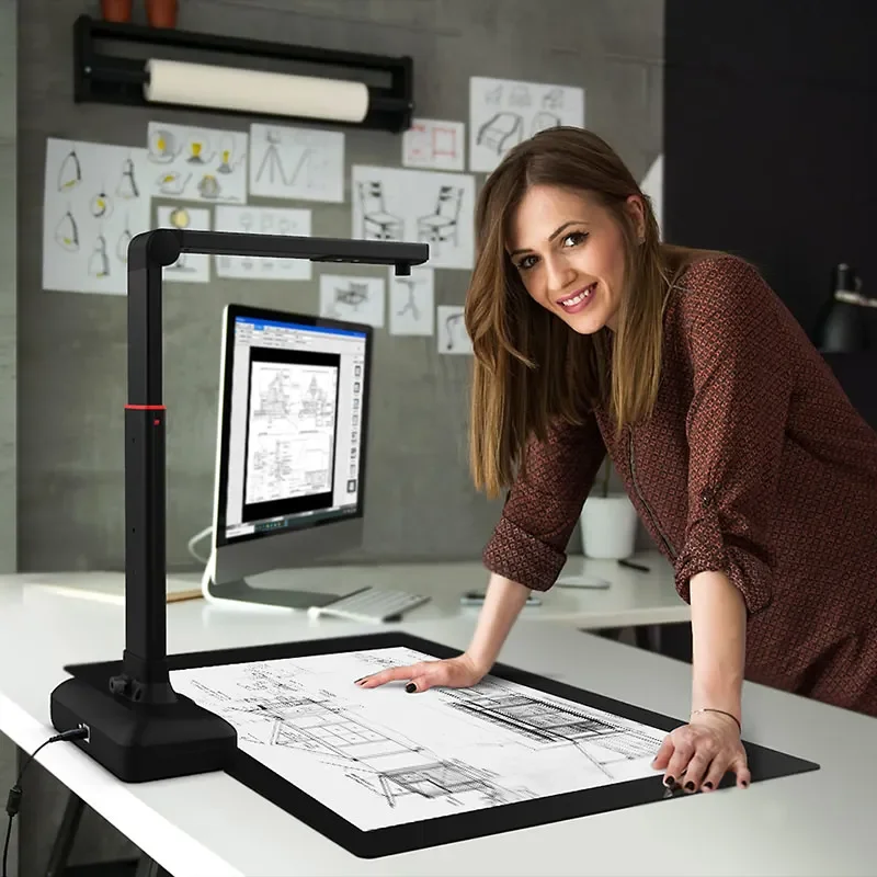 Câmera de documentos suspensa de formato grande A2 21MP