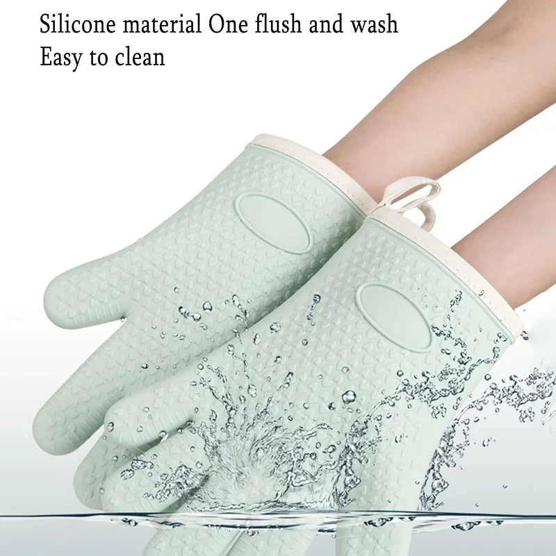 Oven Baking Gloves Silicone Gloves High Temperature Resistant Anti Burn and Non Slip Kitchen Microwave Baking Dessert Tools