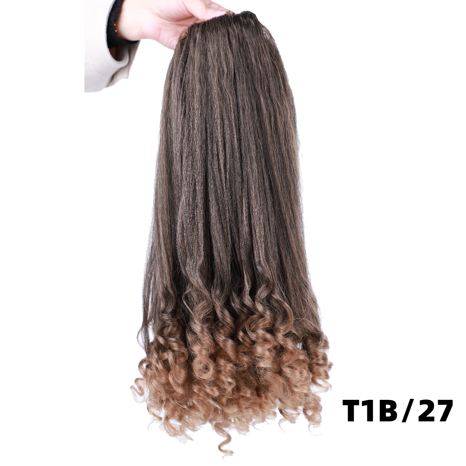 Lydia Tail Dancing Lose lockige synthetische 20" verworrene gerade Haarteile zwei Kunststoffkämme Kordelzug Pferdeschwanz Haarverlängerung schwarz – Detail 21