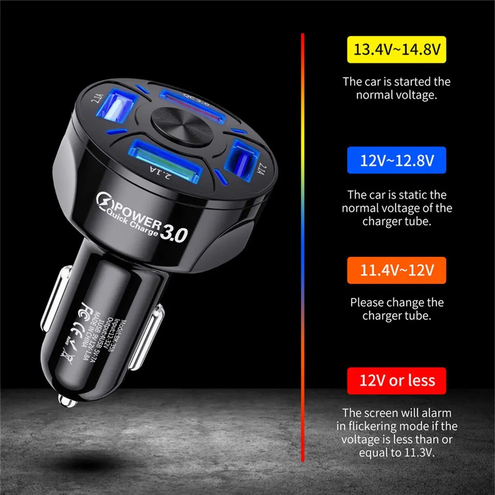 

4 Ports USB Car Charger Quick 2.1A Mini Fast Charging For iPhone Xiaomi Huawei Mobile Phone Auto Charger Adapter Dropshipping