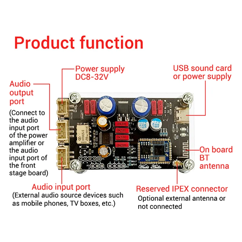 ZK-QCC Qualcomm QCC5125 Bluetooth 5.1 Lossless Decoding Board APTX LDAC Audio Decoder Board