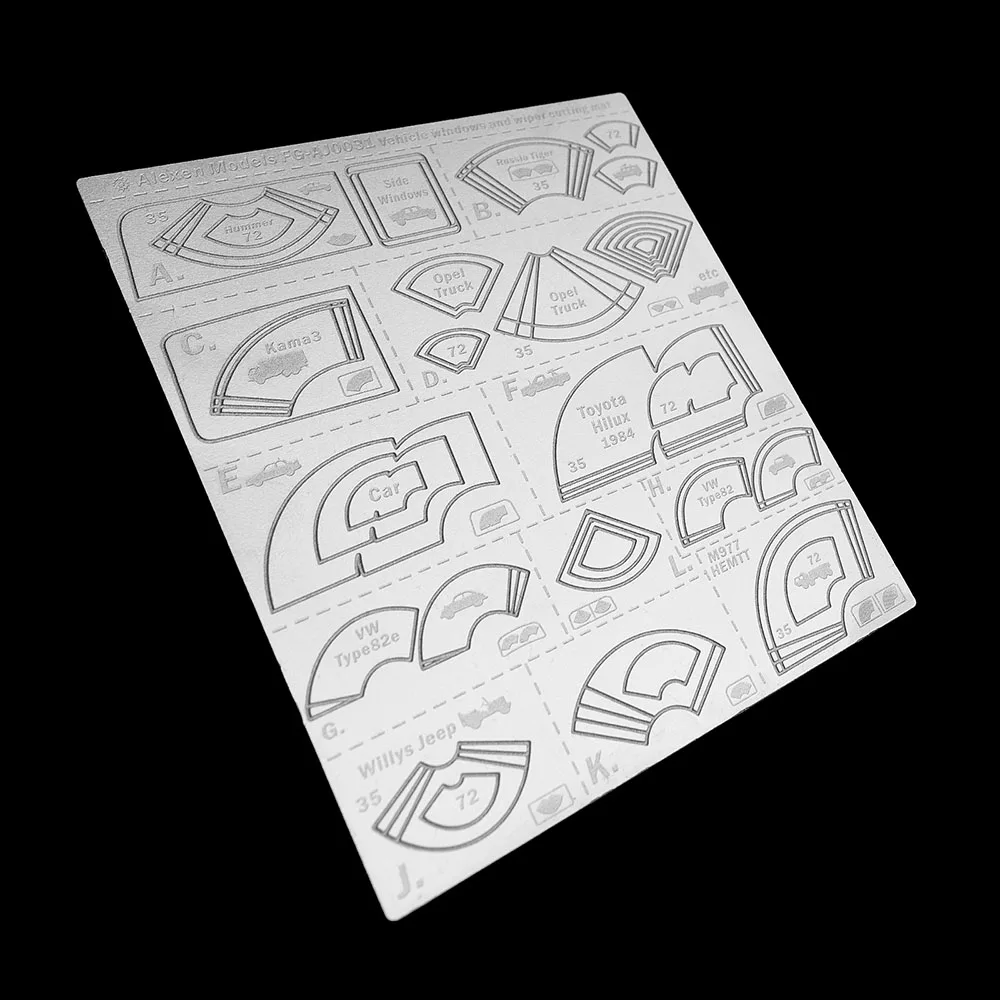 Alexen Tools 1/35 1/72 Model Car Window Wiper Cover Masking paper cutting template Slush Splash Effect Maker Tools