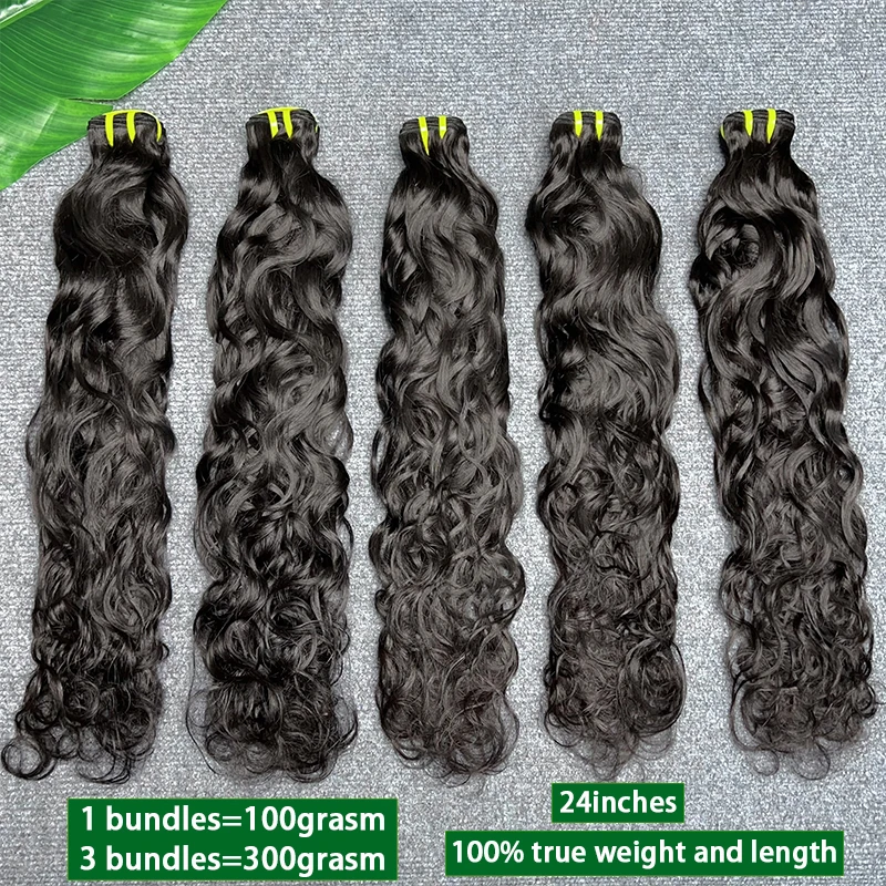 موجة المياه 100% حزم الشعر البشري البرازيلي عذراء الشعر موجة طبيعية حزم لحمة مزدوجة وصلات شعر خام النسيج Tissage