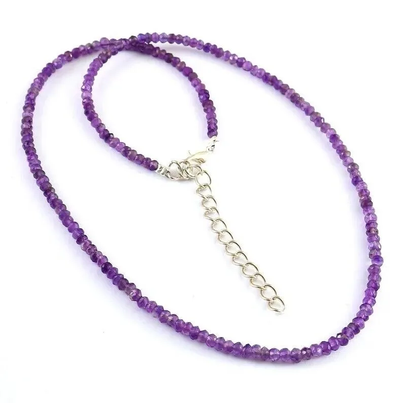 Amethyst Necklace 2-4mm Faceted Round Beads 16-26 Inch Natural Handmade Jewelry