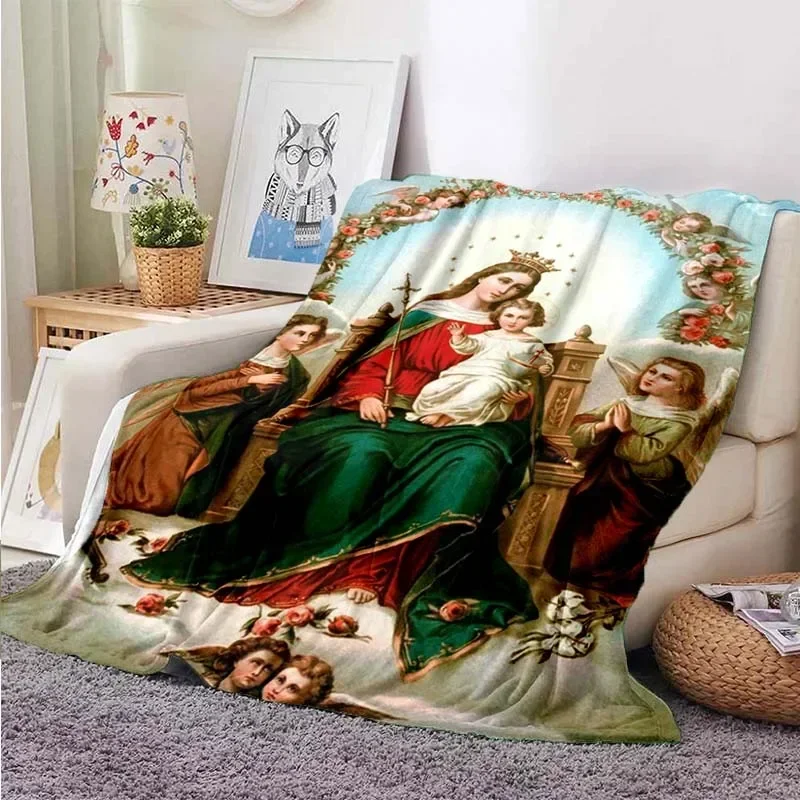 Manta de la Virgen María mexicana de Nuestra Señora, colcha cálida de invierno, funda suave de felpa, colcha de franela, ropa de cama, sofá de oficina, terciopelo