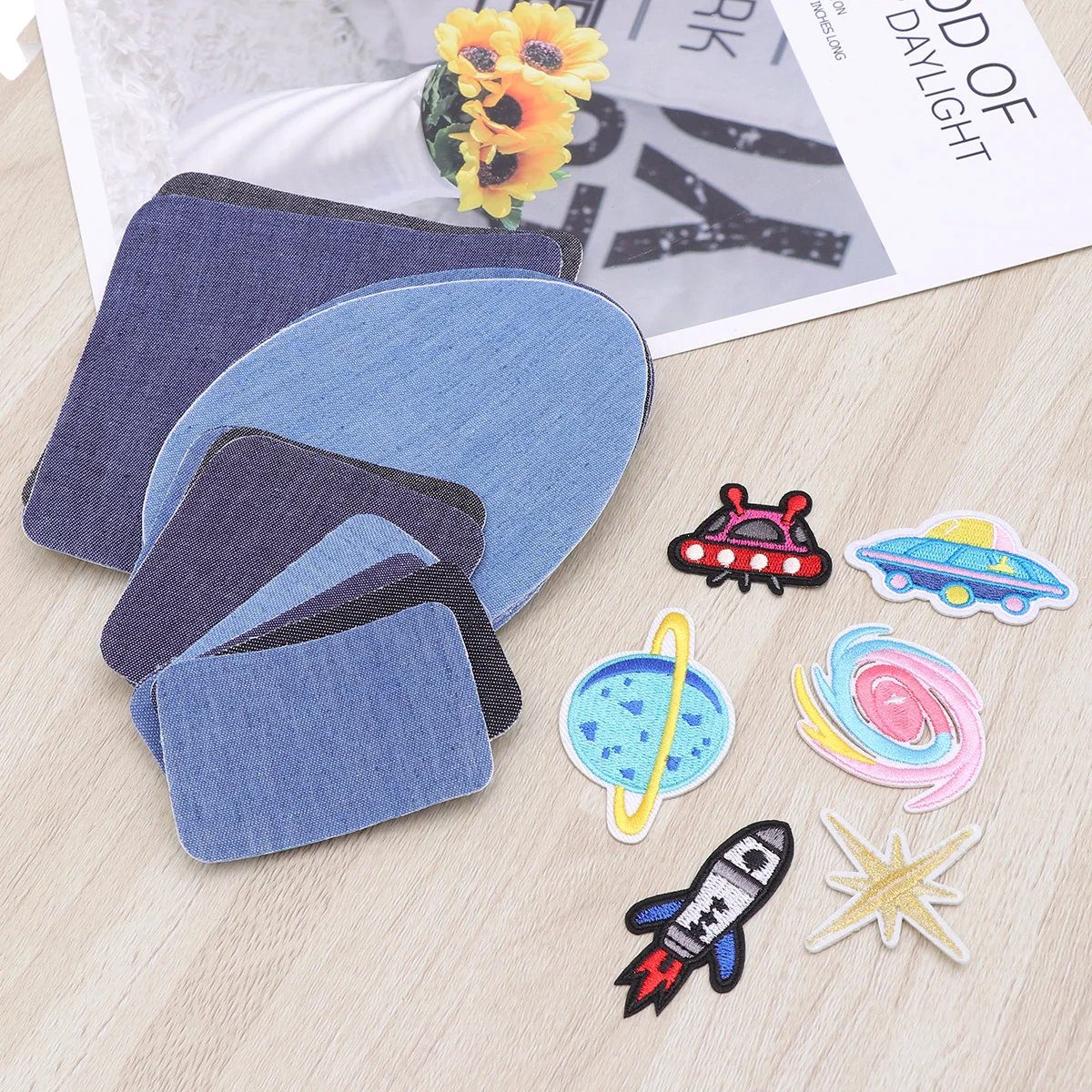 1 Set Elbow Knee Patches Sweater Shirt Stickers Cloth Sleeves Square Round and Cartoon Denim Patches for Clothing Shoes Hats Bag