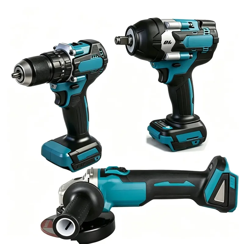 Professional 3-in-1 Brushless Cordless Drill Combo Kit with Angle Grinder & Impact Wrench-Stainless Steel