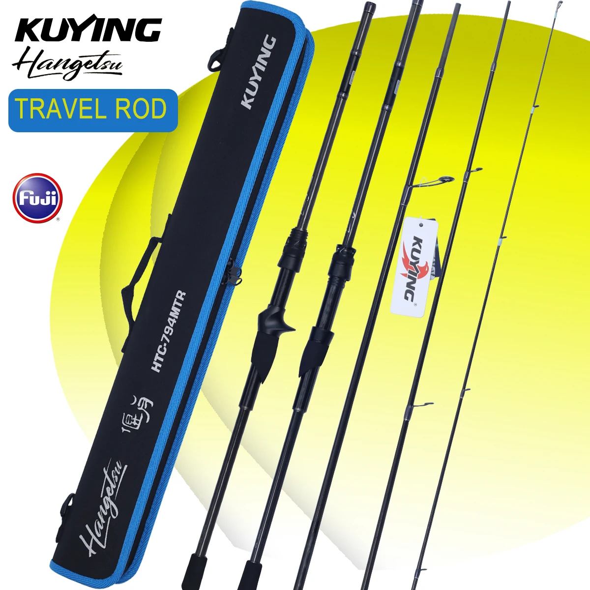 

KUYING HANGETSU 4-Section Travel Rod 7'9" Fast Action Carbon 2-8lb Lure Mini Pocket Rock Fishing Lure Rock Fish 2025 New