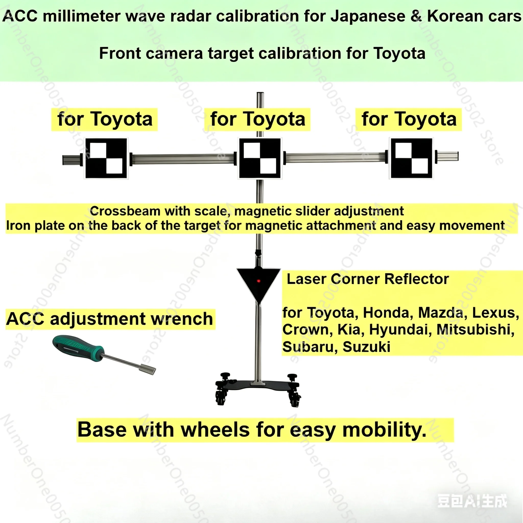 ADAS Calibration Tool with ACC MmWave Radar for Honda,Mitsubishi,Subaru,Suzuki,Kia,Mazda and Front Camera Calibration for Toyota
