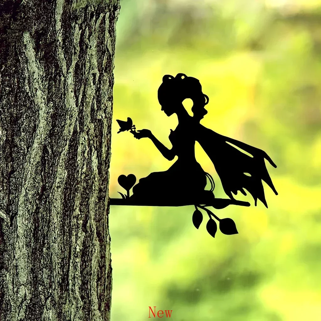 

Promotion Elf Princess on Branch Steel Silhouette Metal Outdoor Wall Art Home Garden Yard Patio Outdoor Statue Stake Decoration