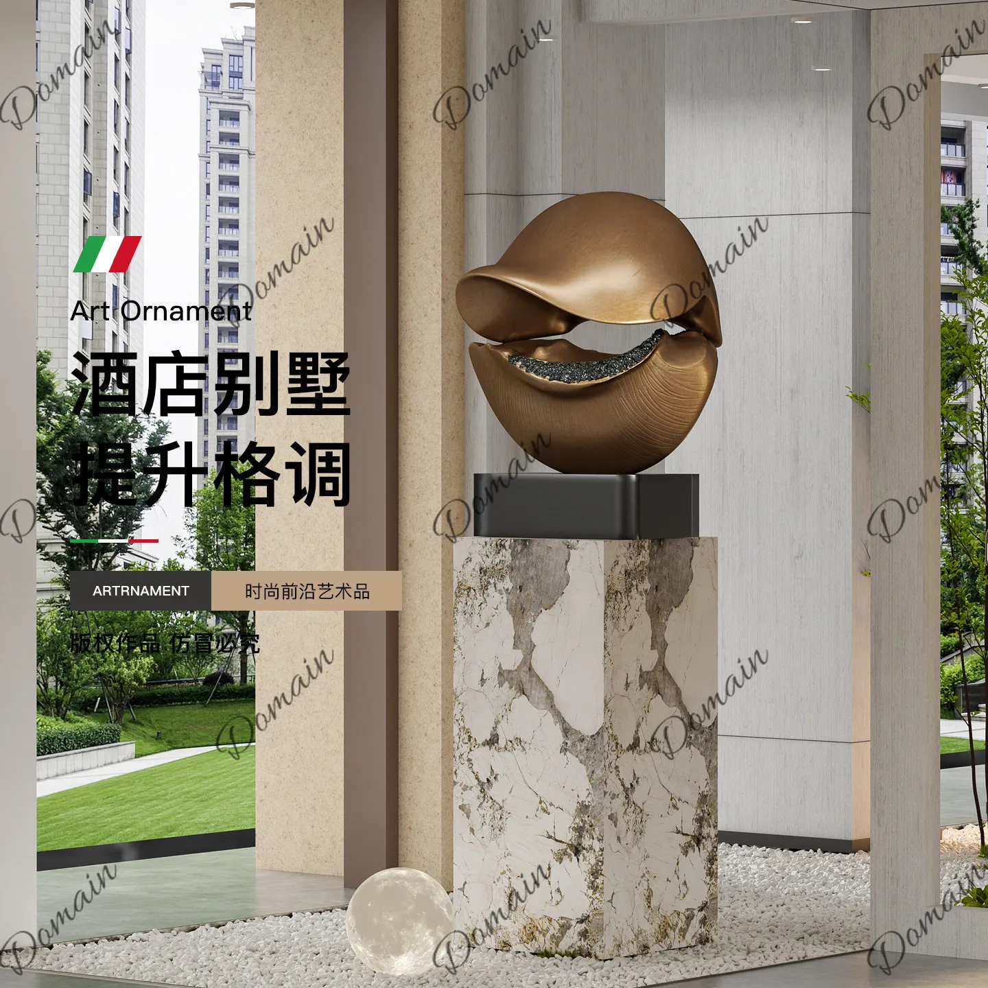 High-end Italian light luxury sculpture floor-to-ceiling ornaments, living room entrance decoration art, hotel clubhouse art